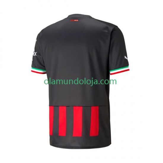 Camisola AC Milan Homem Equipamento Primeiro 2022-2023 Manga Curta